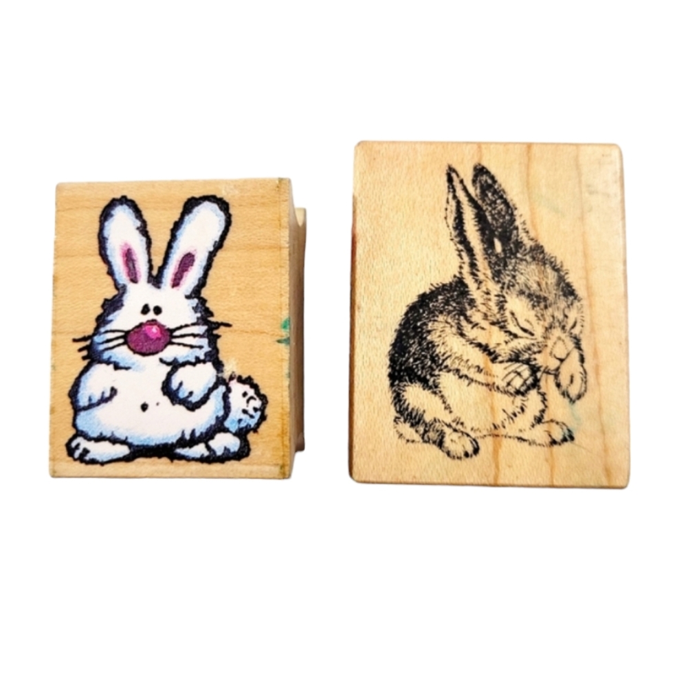 Two Vintage 1994/1990 Rabbit/Bunny Rubber Stamps